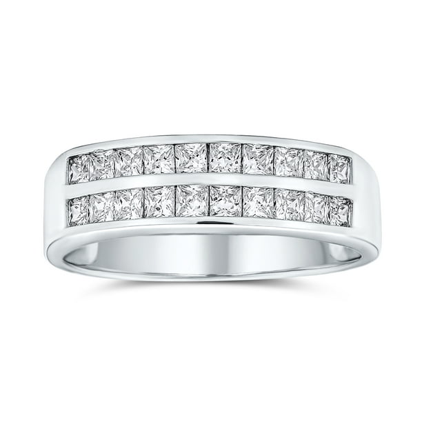 Stainless Steel Brushed Half Round CZ Ring Size 13 Length Width 5.5 